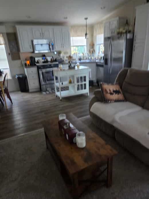 Open living and kitchen view at 18 Cedar Drive